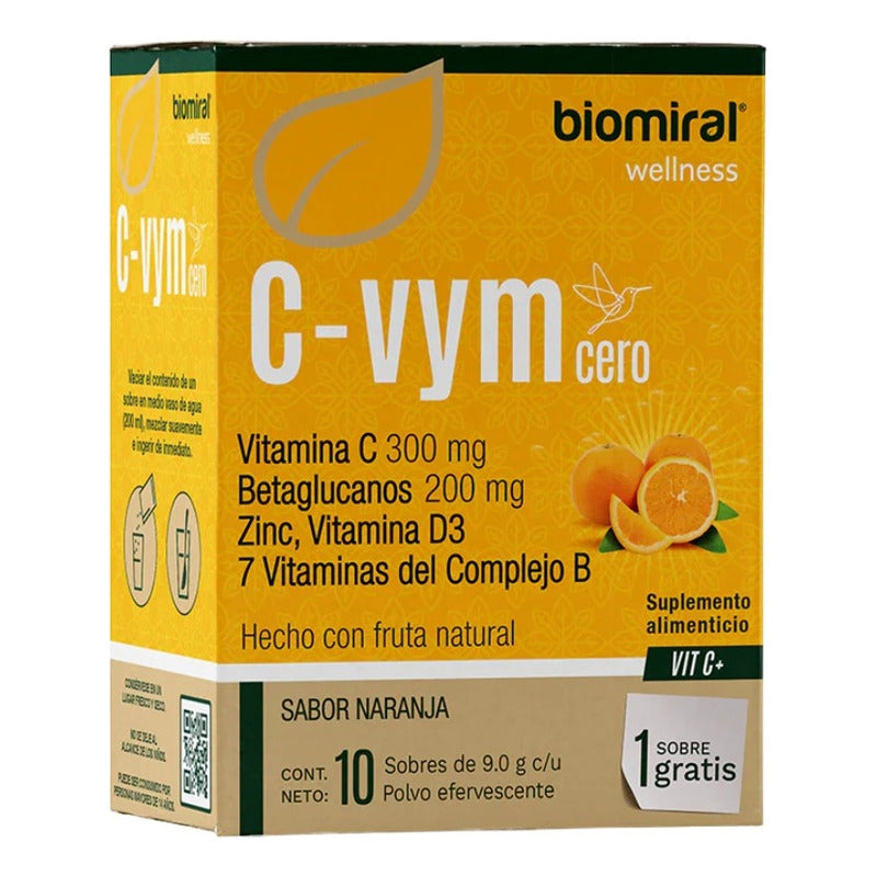C-vym Cero Polvo 10 Sobres Suplemento Alimenticio Sin Azúcar Naranja