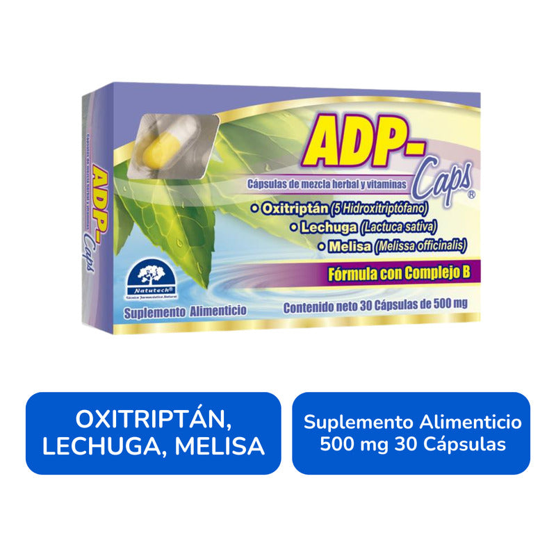 Adp Caps 500 Mg 30 Cápsulas Suplemento Alimenticio Natutech Sin Sabor