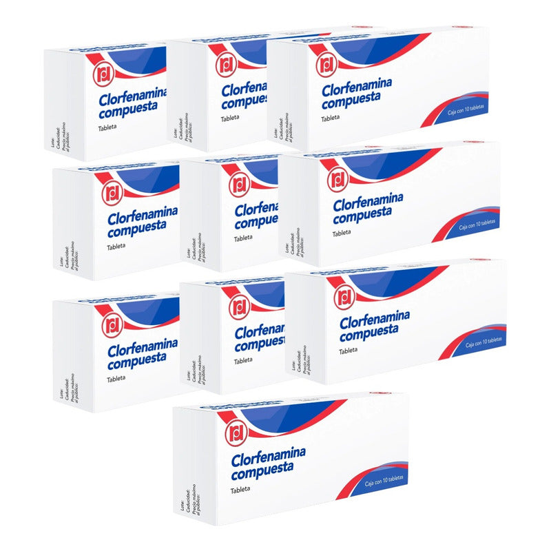 Clorfenamina Compuesta 500mg 10 Cjas 10 Tabletas C/u Randall