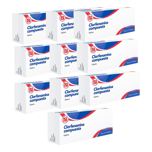 Clorfenamina Compuesta 500mg 10 Cjas 10 Tabletas C/u Randall