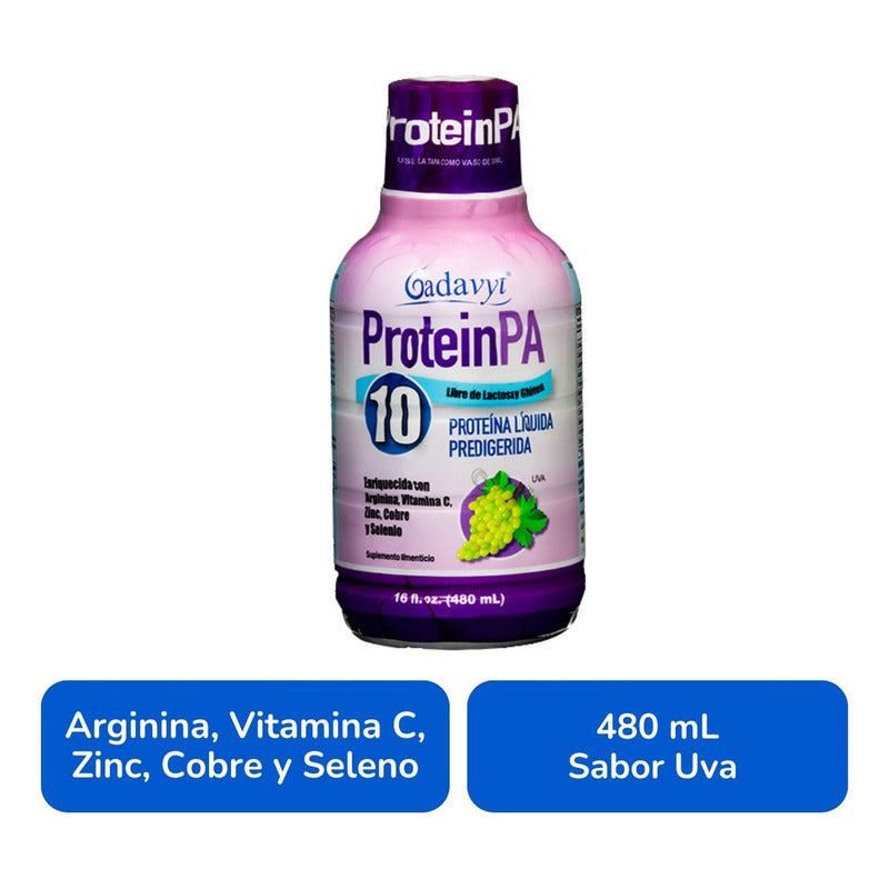 Gadavyt Protein Pa 480 Ml Sabor Uva Suplemento Líquido