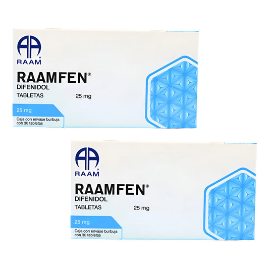 Raamfen Difenidol 25 Mg 2 Cajas Con 30 Tabletas C/u Raam