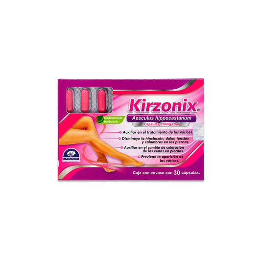 Kirzonix Tratamiento De Varices Medicina Herbolarea 30capsul Sabor Sin Sabor