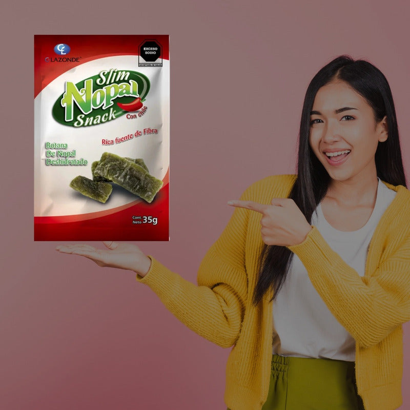 Slim Nopal Snack Con Chile 3 Bolsas Con 35 G C/u