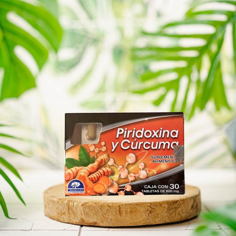 Piridoxina Y Cúrcuma Caja Con 30 Tabs De 600 Mg Natutech Sin Sabor