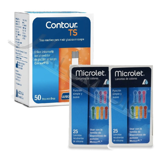 Contour Ts Paquete 50 Tiras Y 50 Lancetas Para Glucómetro