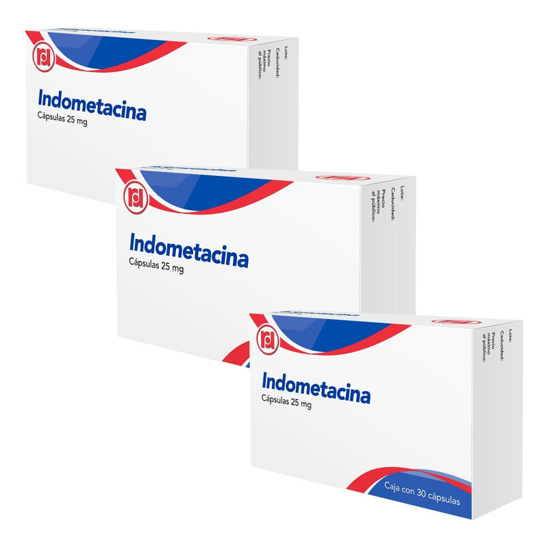 Indometacina 25 Mg 3 Cajas Con 30 Cápsulas C/u Randall