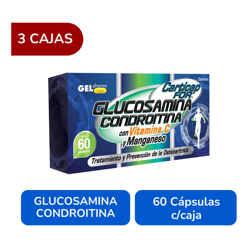Carticap For Flucosamina Condroitina 3 Cjas 60 Capsulas C/u N/a