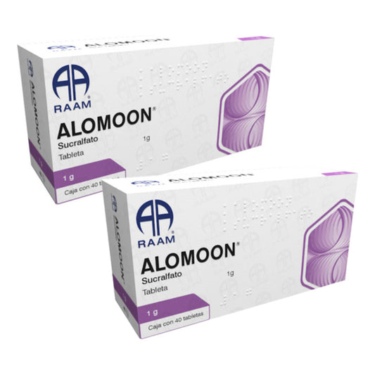 Alomoon Sucralfato 1 G 2 Cajas 40 Tabletas C/u Raam