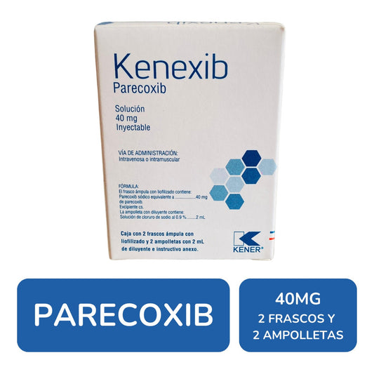 Kenexib Parecoxib Solución 40mg 2 Frascos Y 2 Ampolletas 2ml