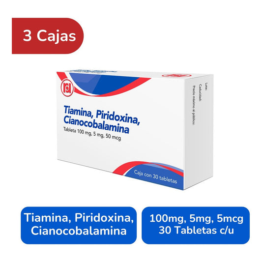 Tiamina Piridoxina Cianocobalamina 3 Cjs 30 Tabs C/u Randall