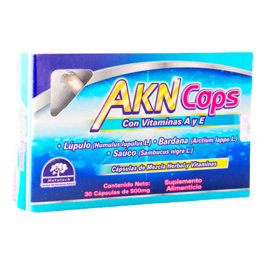 Akn Caps 500 Mg 30 Cápsulas Suplemento Natutech Sin Sabor
