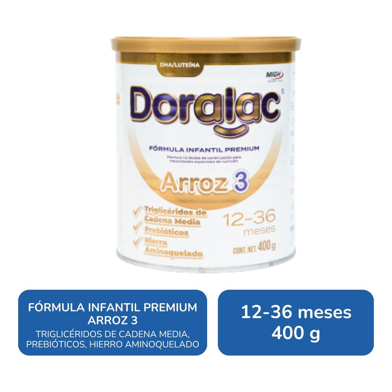 Doralac Arroz 3 Fórmula Infantil Premium 400g 12 - 36 Meses Sin Sabor