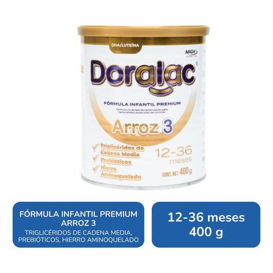 Doralac Arroz 3 Fórmula Infantil Premium 400g 12 - 36 Meses Sin Sabor