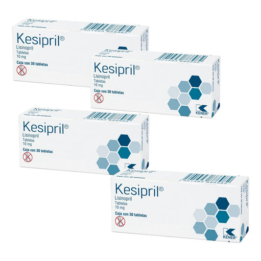 Kener Kesipril Lisinopril 4 Cajas Con 30 Tabletas 10mg C/u