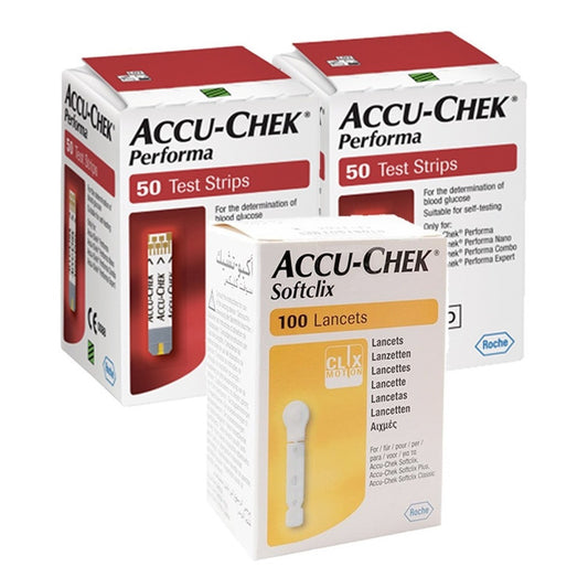 Accu-chek Performa Paquete 100 Tiras Y 100 Lancetas Rojo
