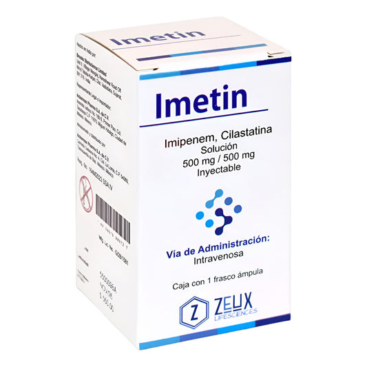 Imetin Imipenem, Cilastatina 500 Mg/500 Mg Sol. Inyect. Zeux