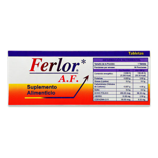 Ferlor Af, Caja Con 60 Tabletas, Solar Medical Sin Sabor