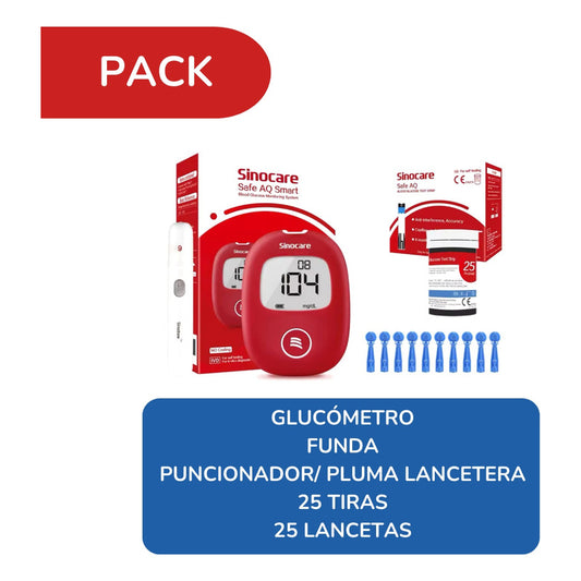 Glucómetro Sinocare Aq Smart Con 25 Tiras Y 25 Lancetas Rojo