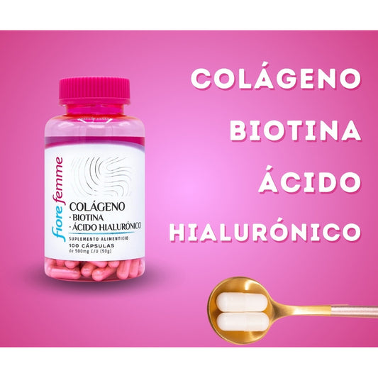 Fiore Femme Suplemento Colágeno Biotina 200 Cápsulas 2 Botes Sin Sabor