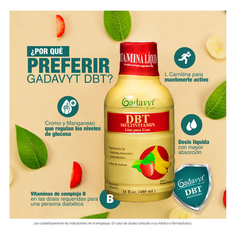 Gadavyt Dbt Multivitamin 480 Ml Suplemento Líquido Banana - Fresa