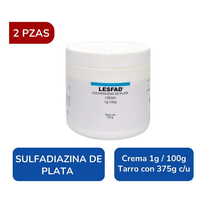 Lesfad Sulfadiazina De Plata 1g 2 Tarros 375 G Farmadextrum Sin Aroma