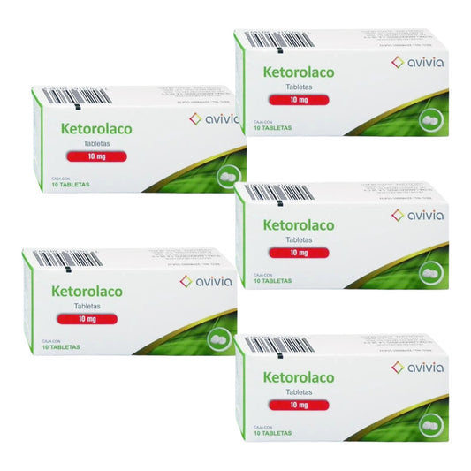 Avivia Ketorolaco 10 Mg, 5 Cajas Con 10 Tabletas C/u