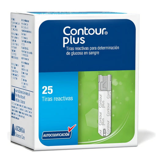 Contour Plus Tiras Reactivas Caja Con 25 Para Glucómetro