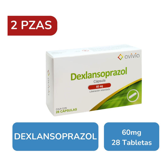 Dexlansoprazol 60 Mg 2 Cajas 28 Cápsulas C/u Avivia