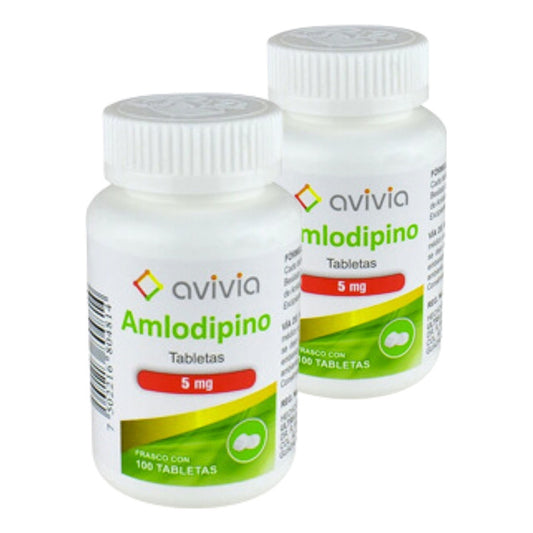 Amlodipino 5 Mg 2 Botes Con 100 Tabletas C/u Avivia Pharma