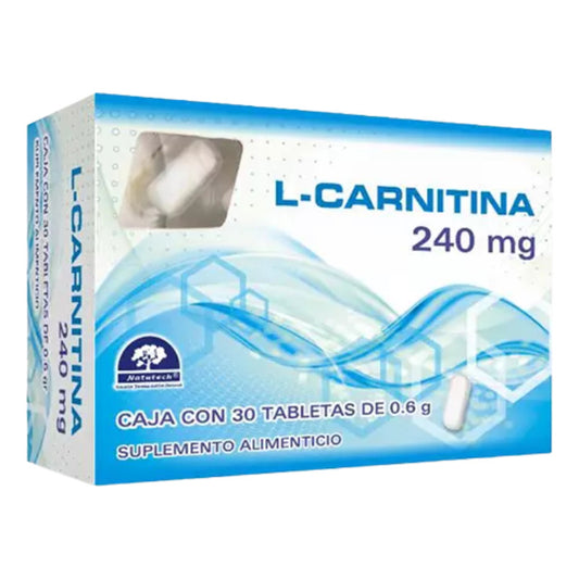 L-carnitina 240 Mg 30 Tabletas De 0.6 G C/u Natutech Sin Sabor