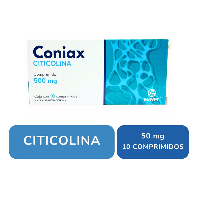 Coniax Citicolina Maver De 500 Mg Caja Con 10 Comprimidos
