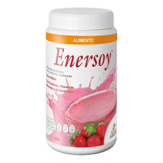 Enersoy Polvo 500 G Para Malteada Sabor Fresa Con Proteínas Frutilla