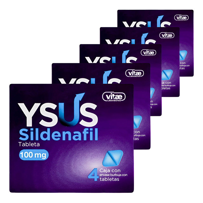 Ysus Sildenafil 100 Mg 5 Cajas Con 4 Tabletas C/u Gelpharma