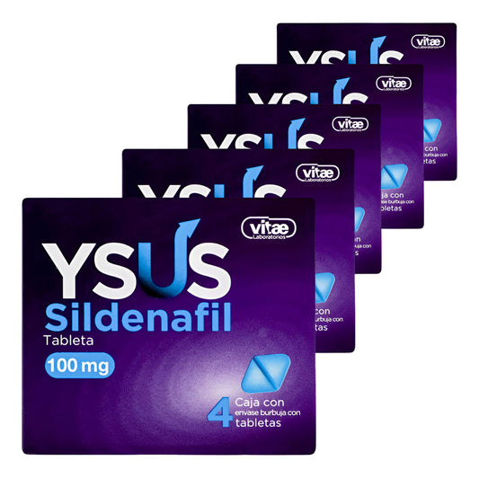 Ysus Sildenafil 100 Mg 5 Cajas Con 4 Tabletas C/u Gelpharma