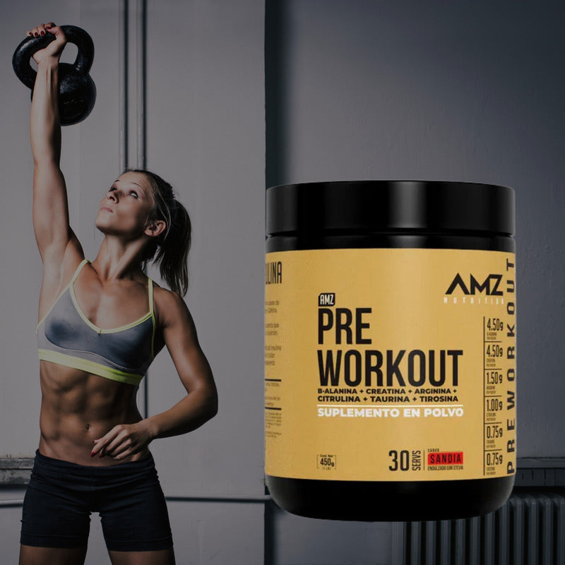 Amz Pre Workout Sabor Sandía 450 G 30 Servs Suplemento Sandía