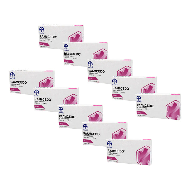 Raamcedo Aceclofenaco 10 Cjas 100 Mg Con 10 Tabs C/u Raam
