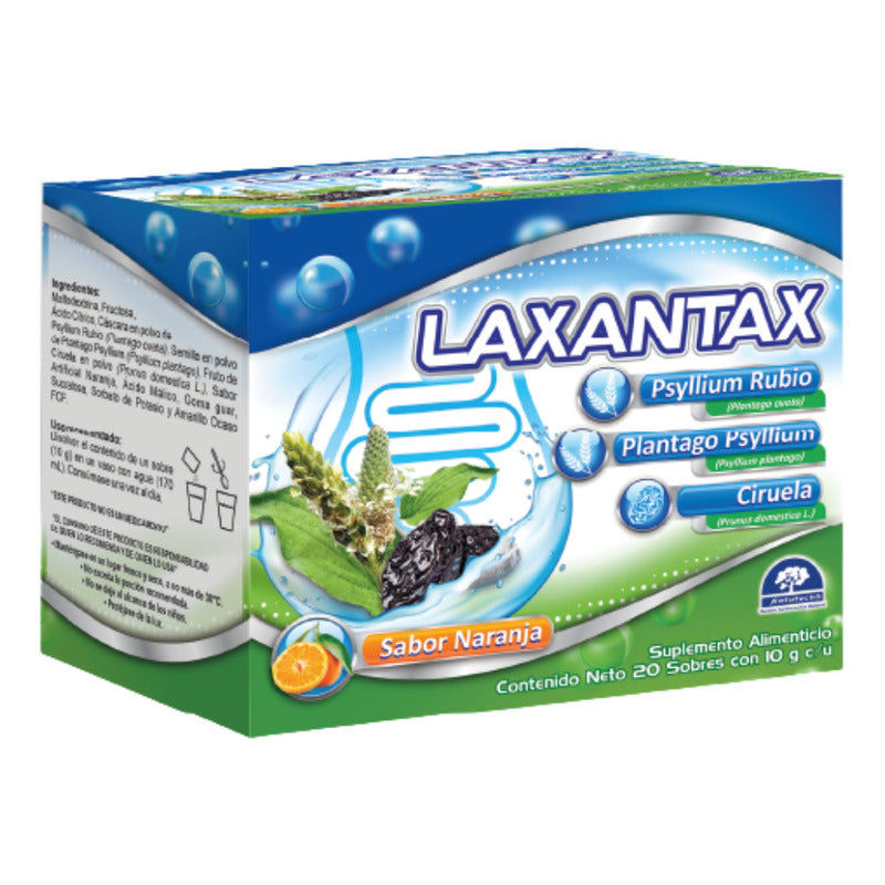 Laxantax Psyllium Ciruela 20 Sobres 10g C/u Naranja Natutech Naranja