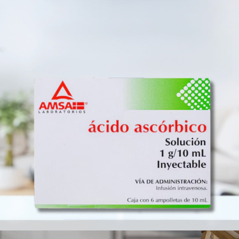 Ácido Ascórbico Solución Inyectable 1g 6 Ampolletas 10 Ml Sin Sabor