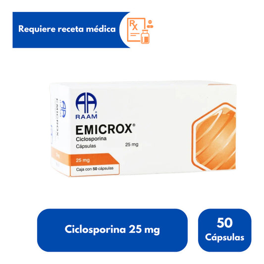Ciclosporina 25 Mg Emicrox Caja 50 Cápsulas Raam Laboratorio