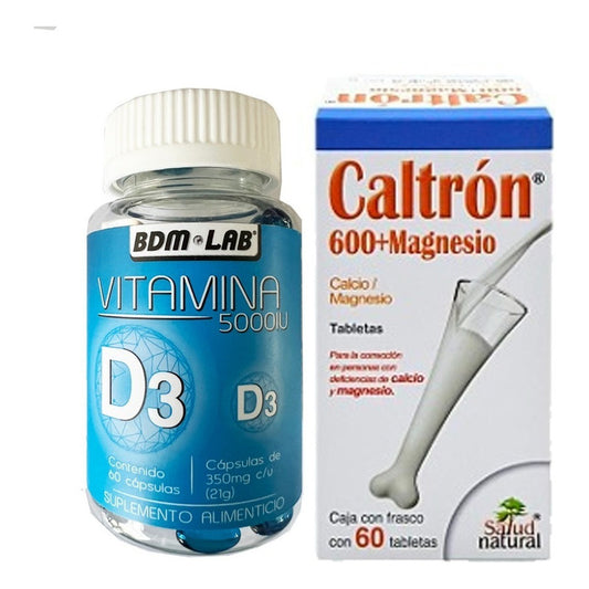 Caltron 600+m Y Bdm Lab Calcio + Vitamina D3 60 Tabletas Sabor Sin Sabor