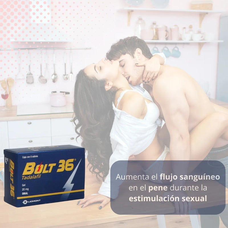 Bolt 36 Tadalafil 2 Cajas Con 2 Sobres De Gel C/u 20 Mg C/u