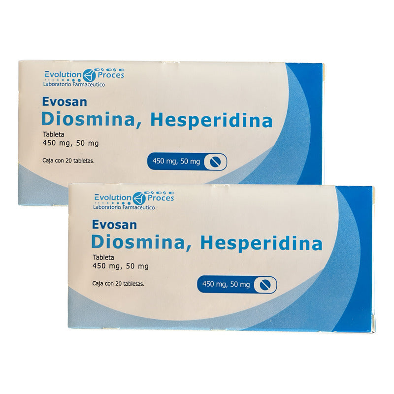 Evosan Diosmina, Hesperidina 450 Mg, 50 Mg 2 Cjs Con 20 Tabs
