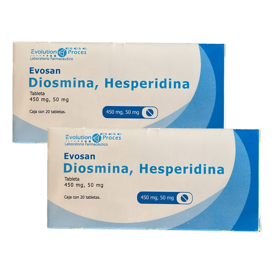 Evosan Diosmina, Hesperidina 450 Mg, 50 Mg 2 Cjs Con 20 Tabs
