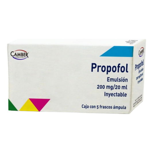 Propofol Emulsión 200mg/20ml Caja Con 5 Frascos Camber