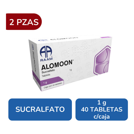 Alomoon Sucralfato 1 G 2 Cajas 40 Tabletas C/u Raam