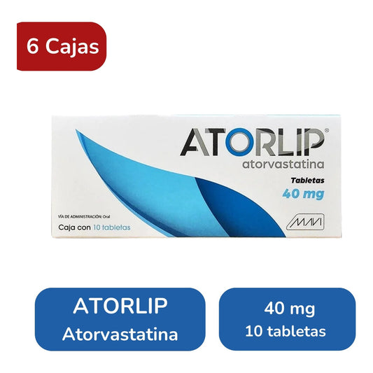 Atorlip Atorvastatina 6 Cajas De 40mg Con 10 Tabs C/u
