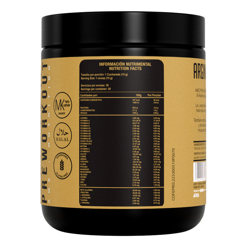 Pre Entreno Amz Pre Workout 450gr 30 Servicios Sabor Ponche De Frutas