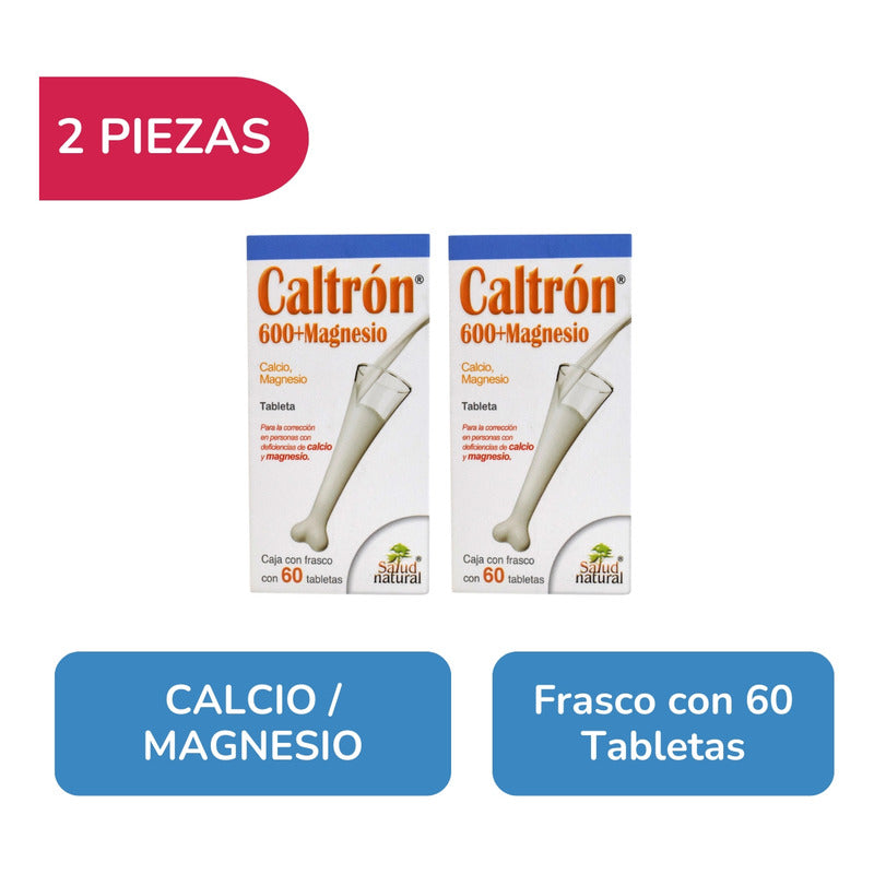 Caltron 600 + M Pack Con 120 Tabletas Calcio Y Magnesio Sin Sabor