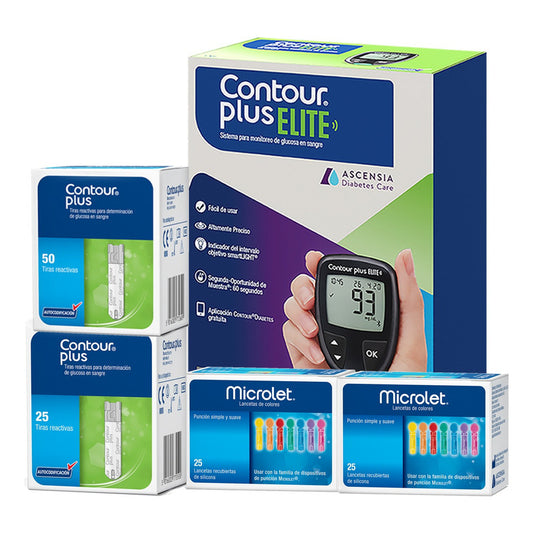 Glucómetro Contour Plus Elite Bluetooth 80 Tiras 55 Lancetas